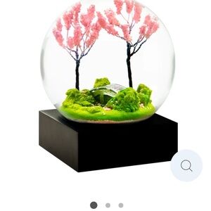 Decorative Glass Globe with Pink Trees and Green Moss
